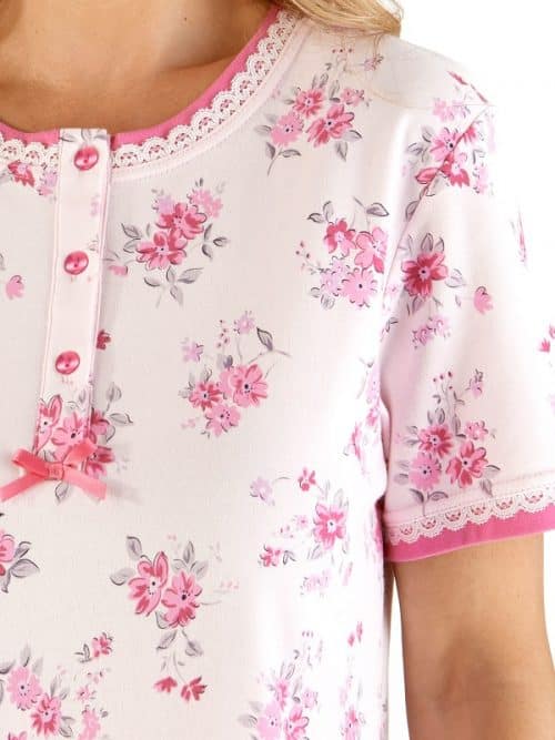 100% Floral short sleeve Cotton Nightdress Slenderella