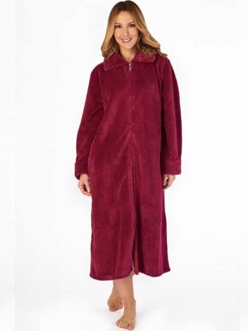 Luxury Zip Up Dressing Gown Slenderella Raspberry