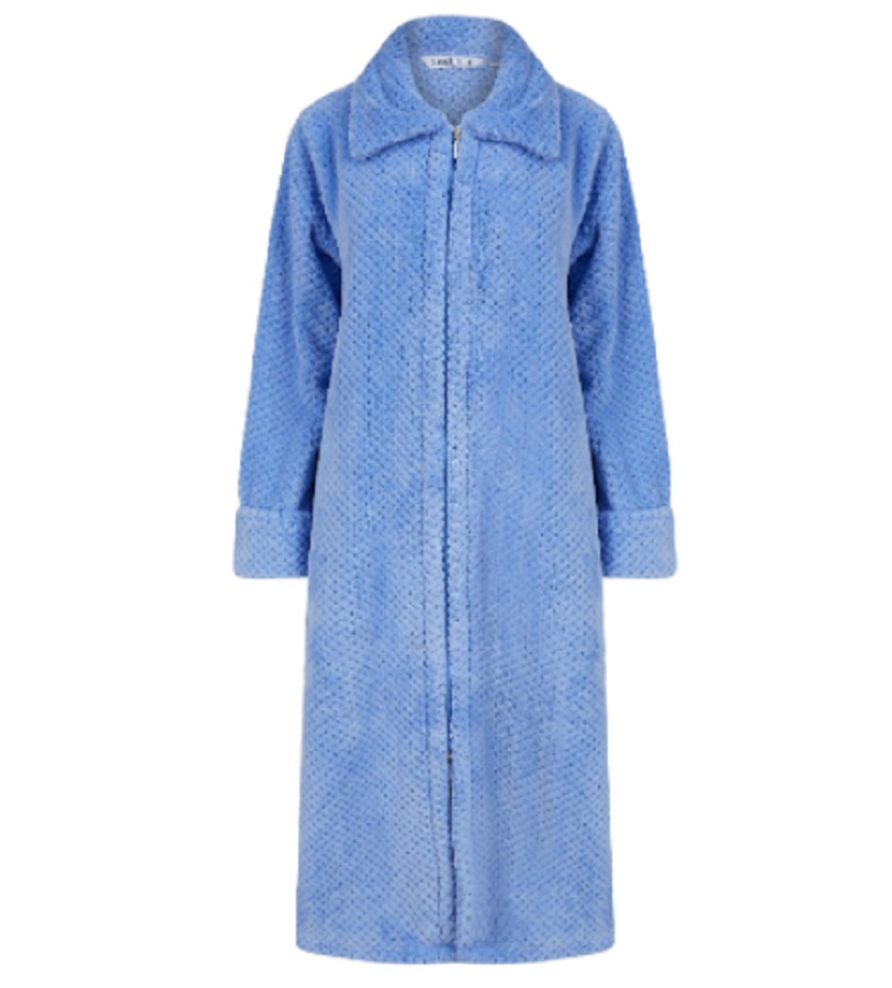 PAVILIA Womens Housecoat Zip Robe, Fleece Zip Up Front Robe Bathrobe, Plush  Warm Zipper House Coat Lounger for Women Ladies Elderly with Satin Trim,  Pockets, Long - Light Blue (Small/Medium) - Walmart.com