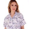 Nightdress shirt Short sleeve White Floral Slenderella NS77241