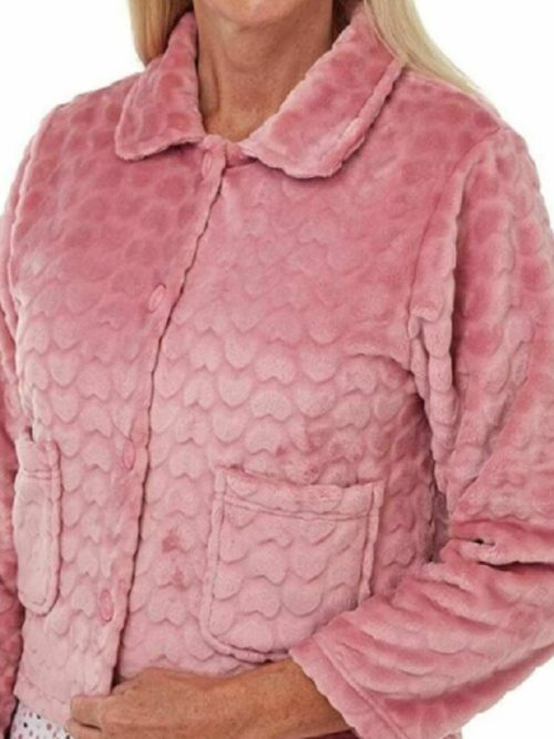 Rose Pink Fleece Bed Jacket Marlon