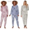 Fleece Pyjamas Cat Print Indigo Sky