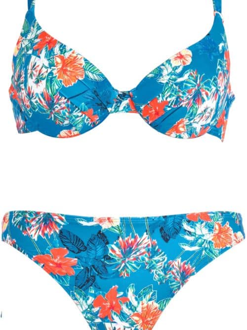 Blue Flower Print Bikini Top Naturana