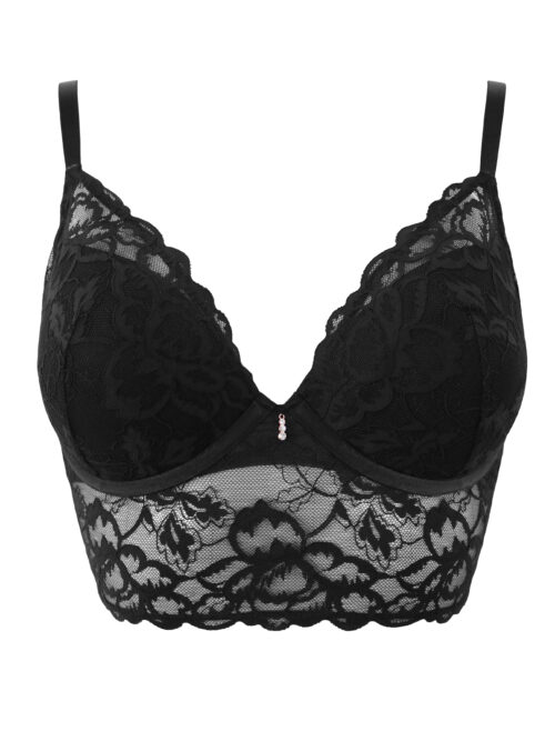 Padded Underwired Black Long Line Bra Manhattan Pour Moi PM27301