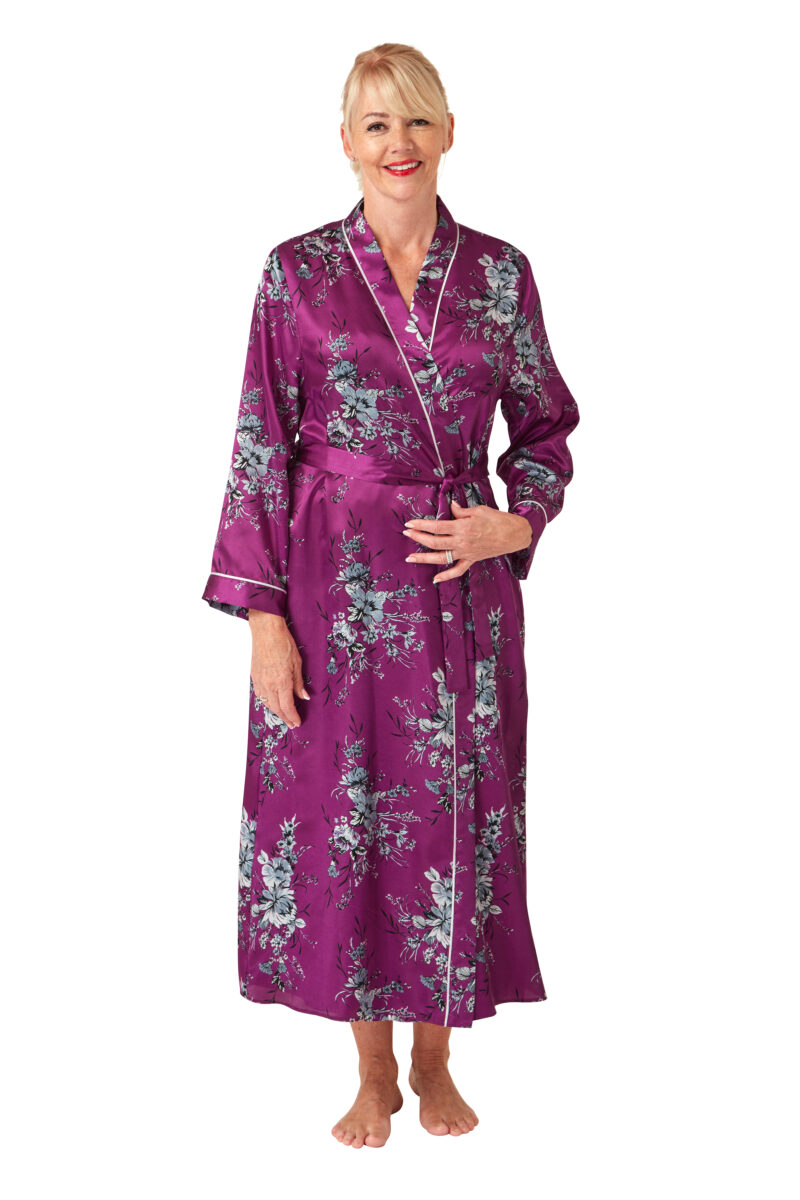 Satin Long Wrap Dressing Gown Monica Fuschia MA33972