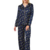 Satin Pyjamas Long Sleeve Tiger Print Indigo Sky IN33596