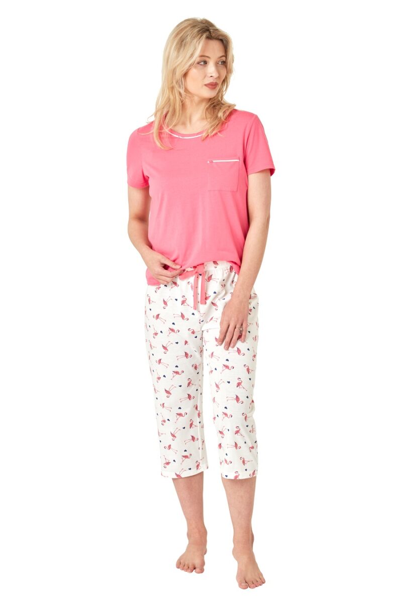 Flamingo Print Pyjamas Indigo Sky IN35921