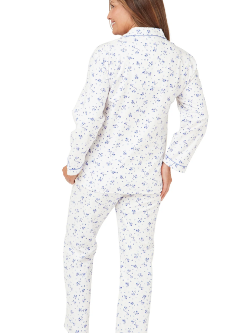 Brushed Cotton Floral Long Sleeve Pyjamas MA38317 Blue