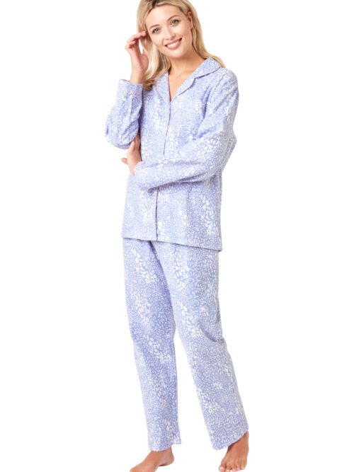 Animal Print Brushed Cotton Pyjamas Blue IN38311