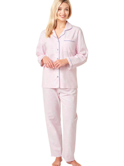 Animal Print Brushed Cotton Pyjamas Pink IN38311